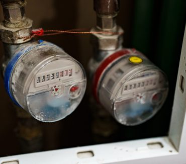 Water meters for cold and hot water.